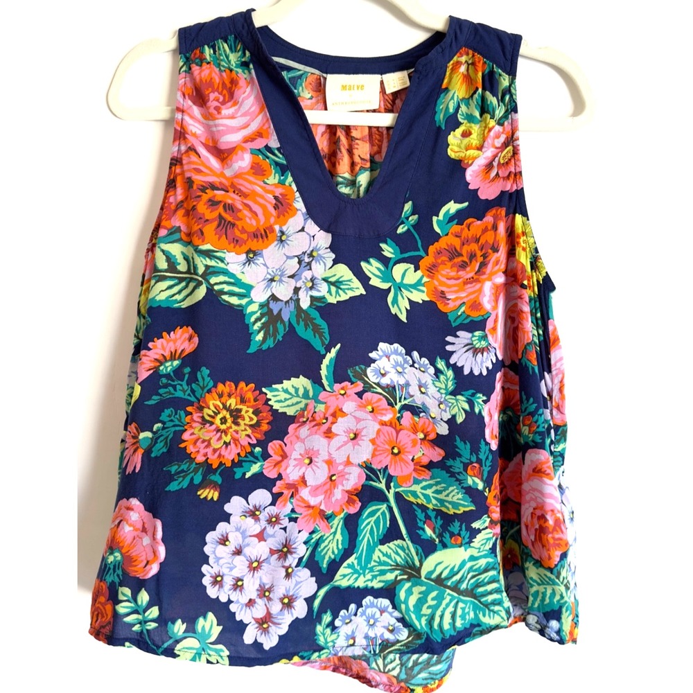 Maeve Anthropologie Pretty‎ Summer Floral Sleeveless Swing Top-Size 4-RRP $70